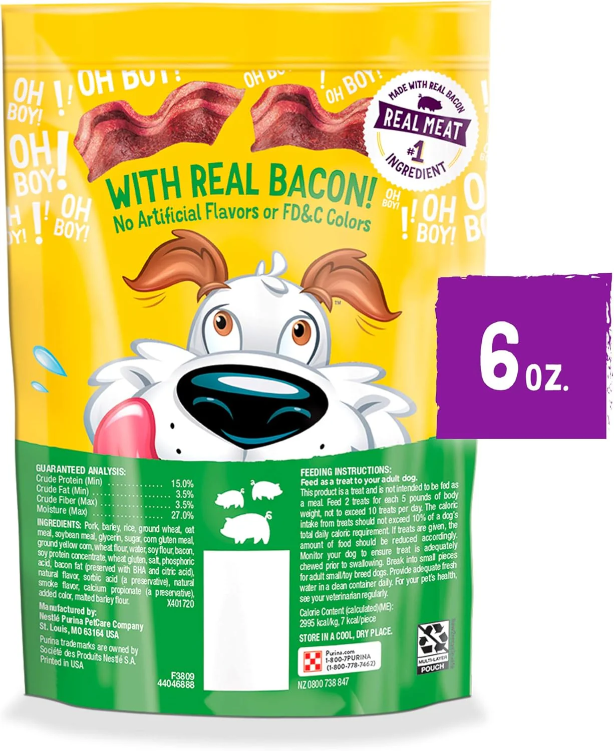 Purina Beggin' With Real Meat Dog Treats, Fun Size Original With Bacon Flavor 6 oz. Pouches - Image 6