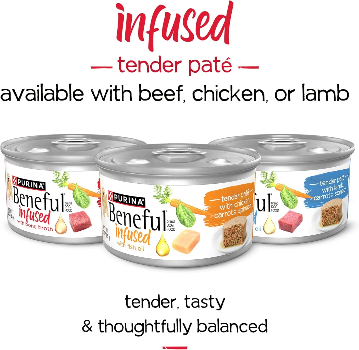 Beneful Purina Infused Wet Dog Food Pate, with Real Beef, Carrots and Spinach, with Bone Broth for Dogs - (8 Packs of 3) 3 oz. Sleeves - Image 11