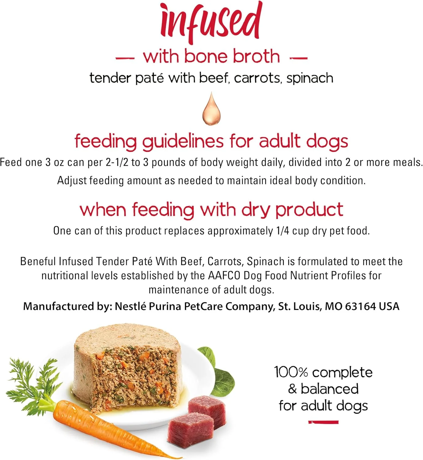 Beneful Purina Infused Wet Dog Food Pate, with Real Beef, Carrots and Spinach, with Bone Broth for Dogs - (8 Packs of 3) 3 oz. Sleeves - Image 9