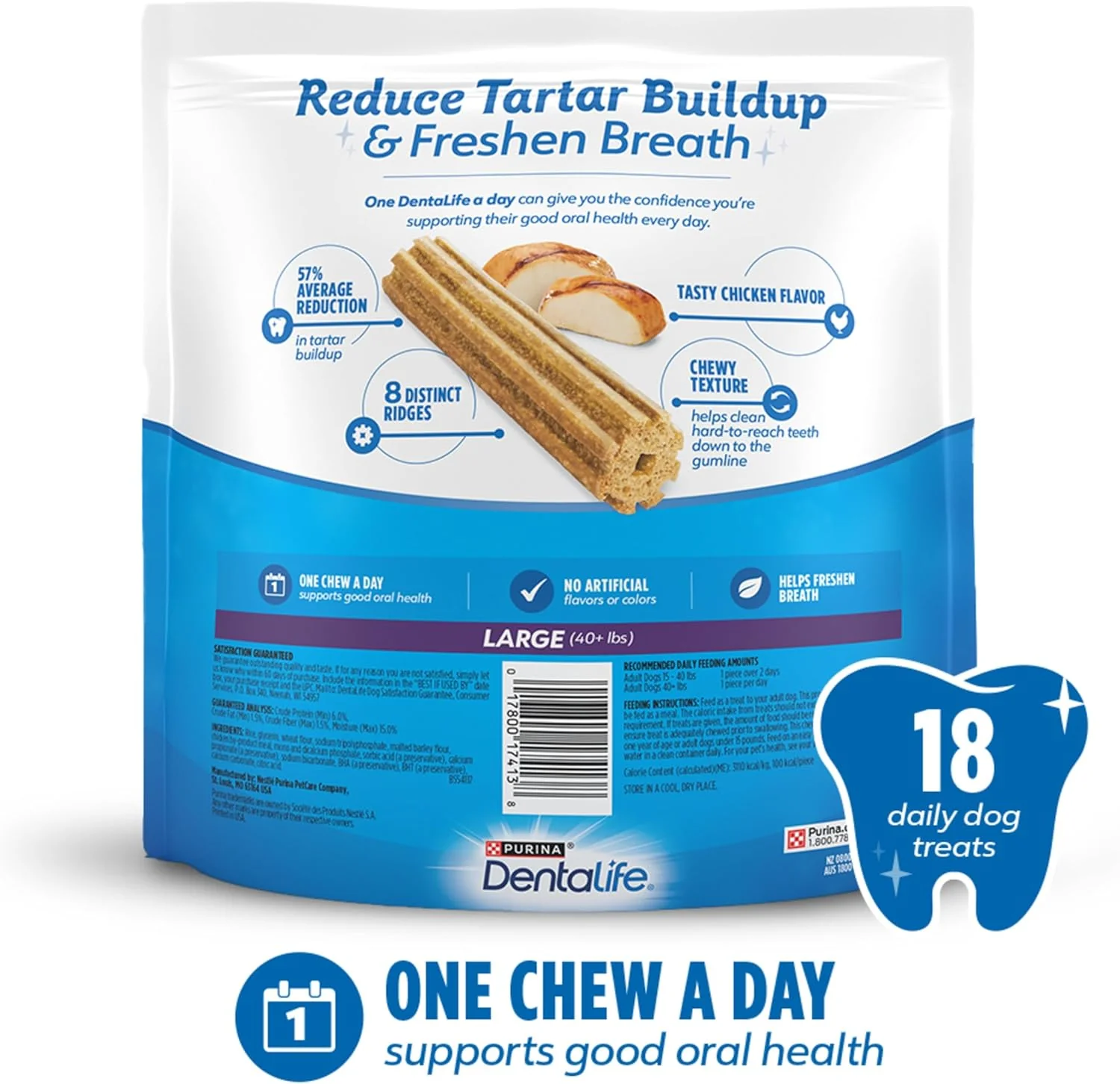 Purina DentaLife Small/Medium Breed Dog Dental Chews; ActivFresh Daily Oral Care Small/Medium Chews - 9 ct. Pouch - Image 6