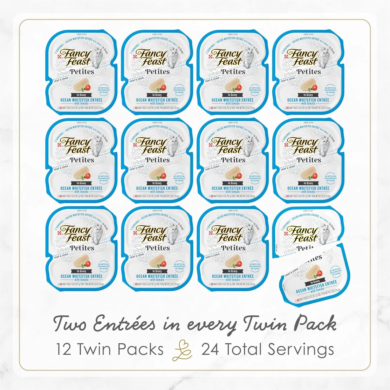 Purina Fancy Feast Gourmet Gravy Wet Cat Food, Petites Ocean Whitefish With Tomato Entree - (Pack of 12) 2.8 oz. Tubs - Image 2
