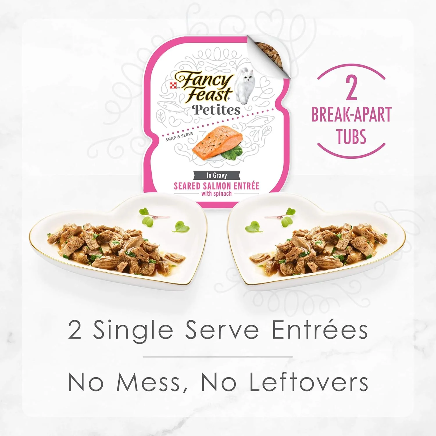 Purina Fancy Feast Gourmet Gravy Wet Cat Food, Petites Seared Salmon With Spinach Entree - (Pack of 12) 2.8 oz. Tubs - Image 3