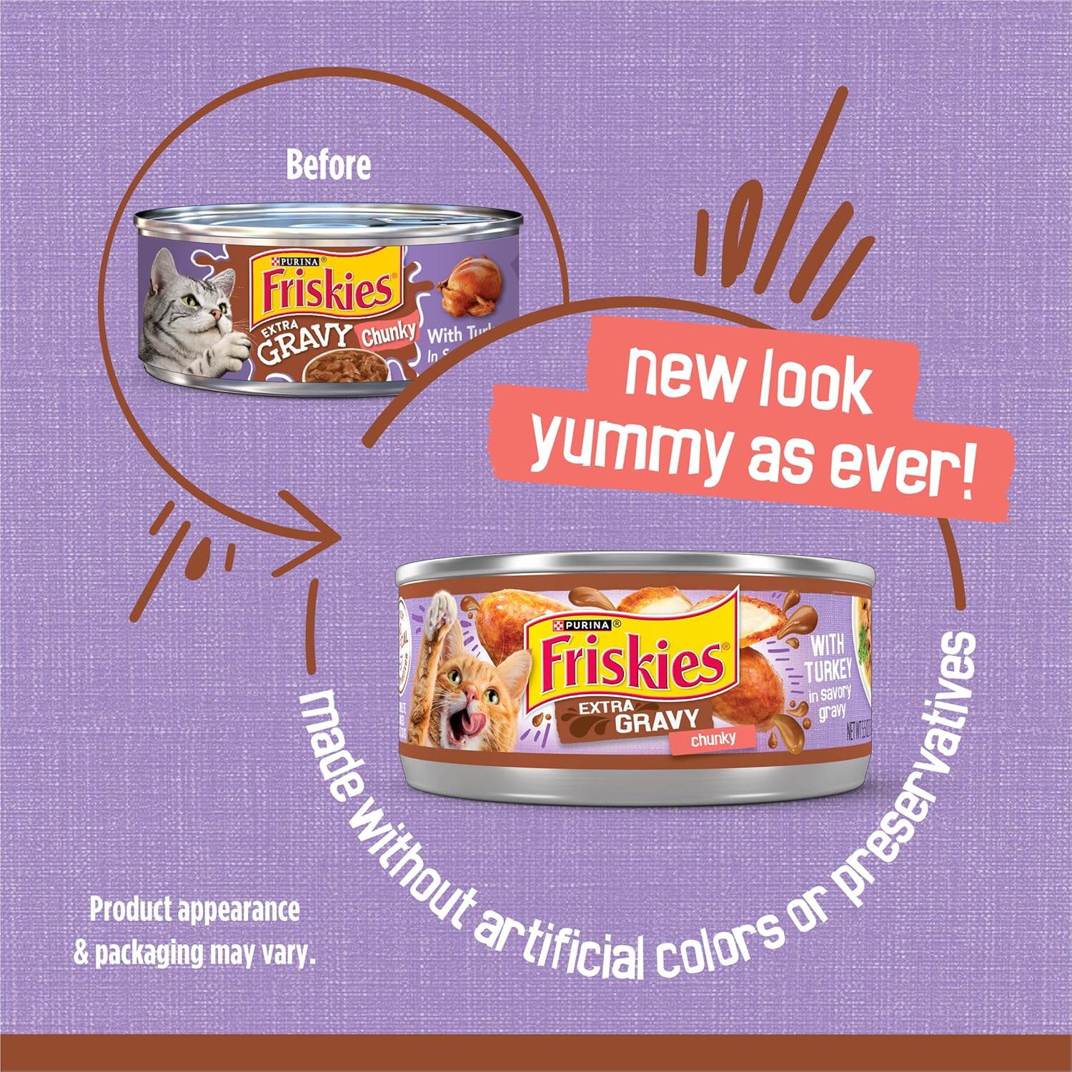 Purina Friskies Extra Gravy Wet Cat Food Chunky With Turkey in Savory Gravy - (Pack of 24) 5.5 oz. Cans - Image 2