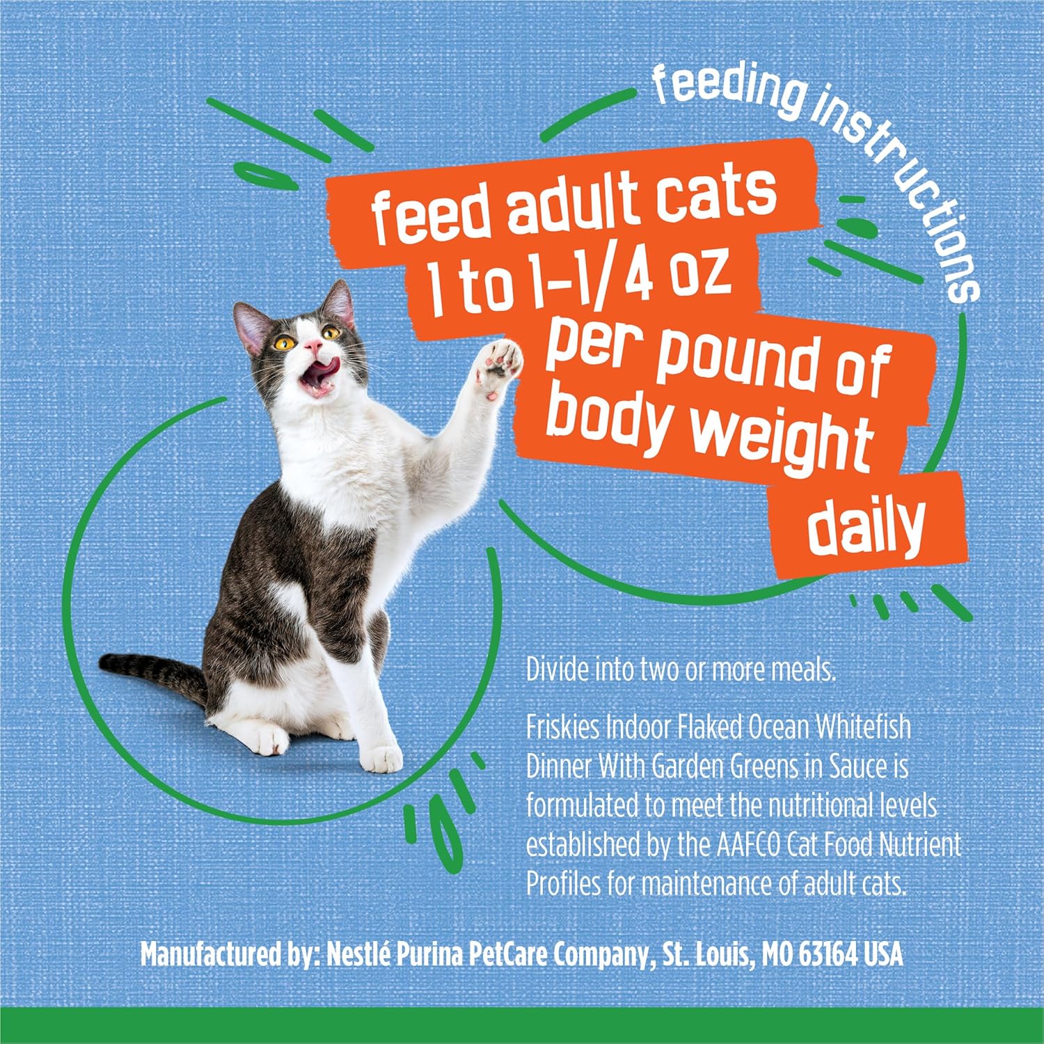 Purina Friskies Indoor Cat Food Flaked Ocean Whitefish Dinner With Garden Greens in Sauce - (Pack of 24) 5.5 oz. Cans - Image 9