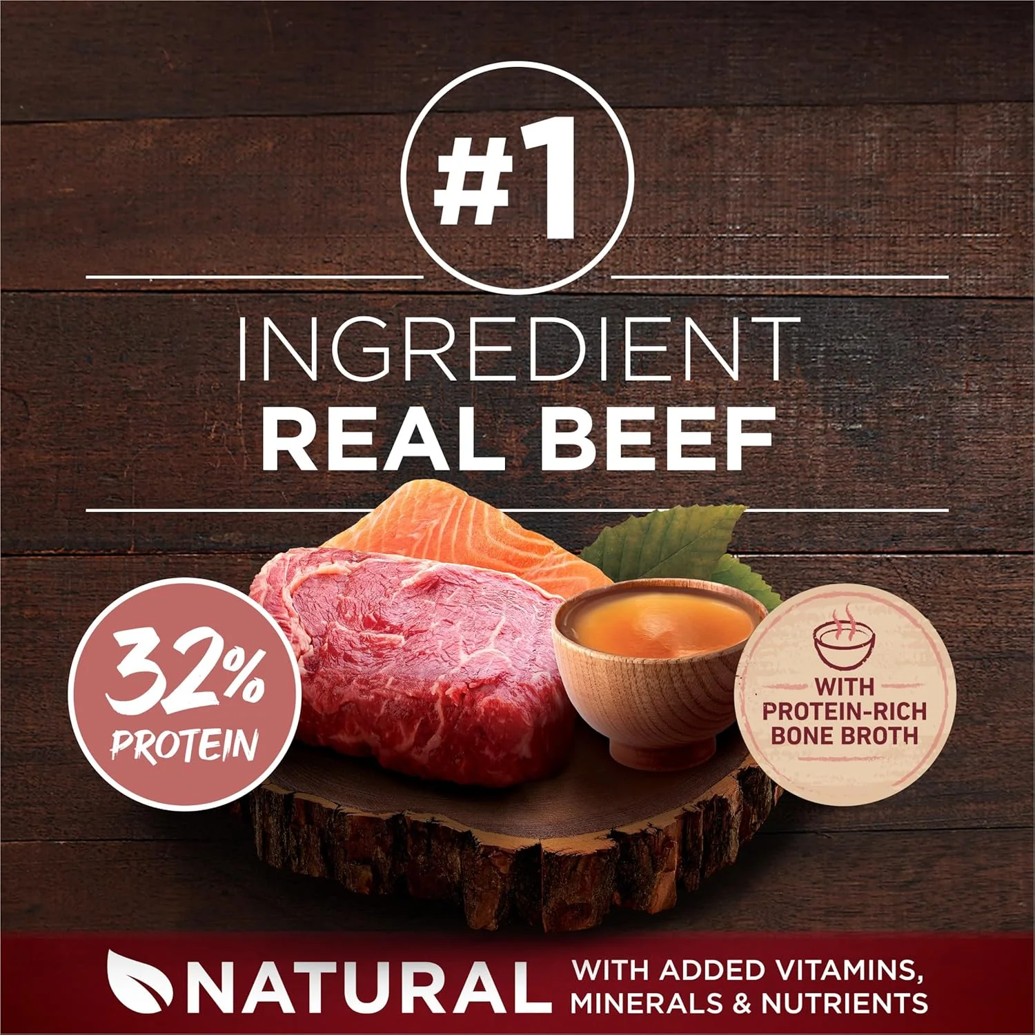 Purina ONE Natural High Protein Dry Dog Food Dry True Instinct with Real Beef and Salmon With Bone Broth and Added Vitamins, Minerals and Nutrients - 27.5 lb. Bag - Image 3