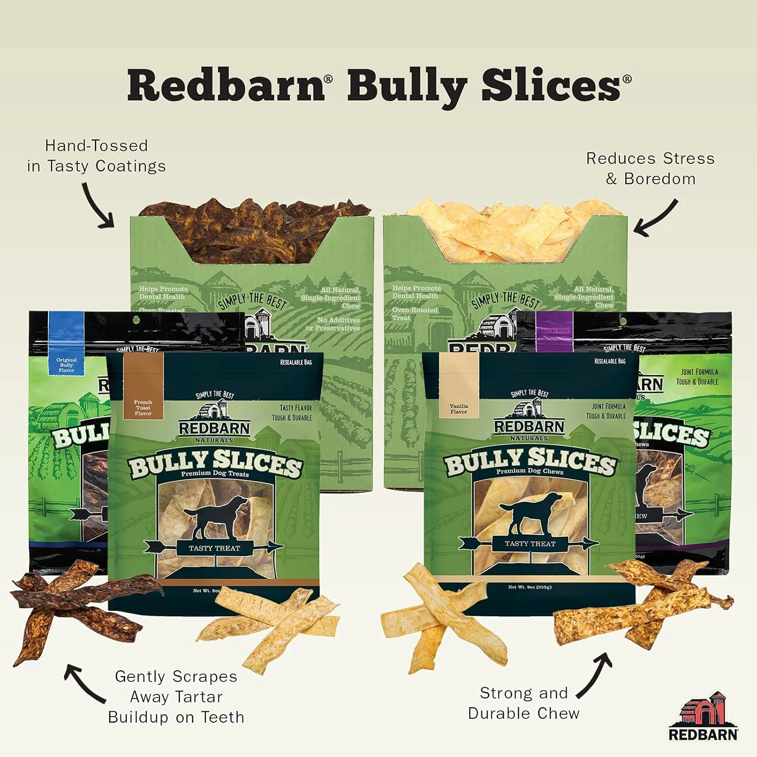 Redbarn Bully Slices for Dogs, Highly Palatable, Long-Lasting Natural Dental Treats with Functional Ingredients - French Toast 9 oz - Image 4
