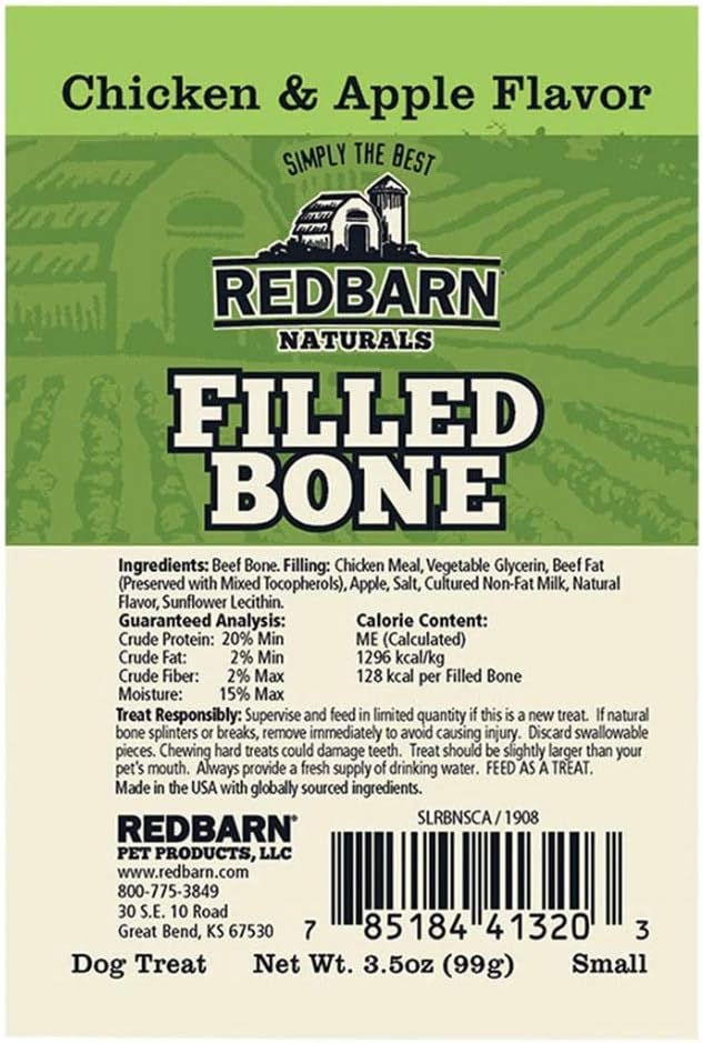 Redbarn Chicken & Apple Flavor Naturals Filled Bone Dog Chews, Small, Made in The USA - Image 2