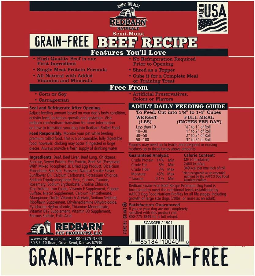 Redbarn Grain Free Dog Food Roll - Beef -(1-Count) 3 Pounds - Image 2
