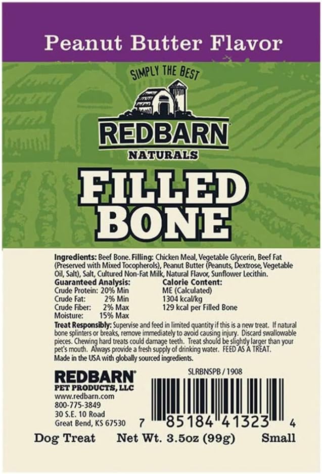 Redbarn Natural Filled Bone for Dogs, Small, Peanut Butter - Image 2
