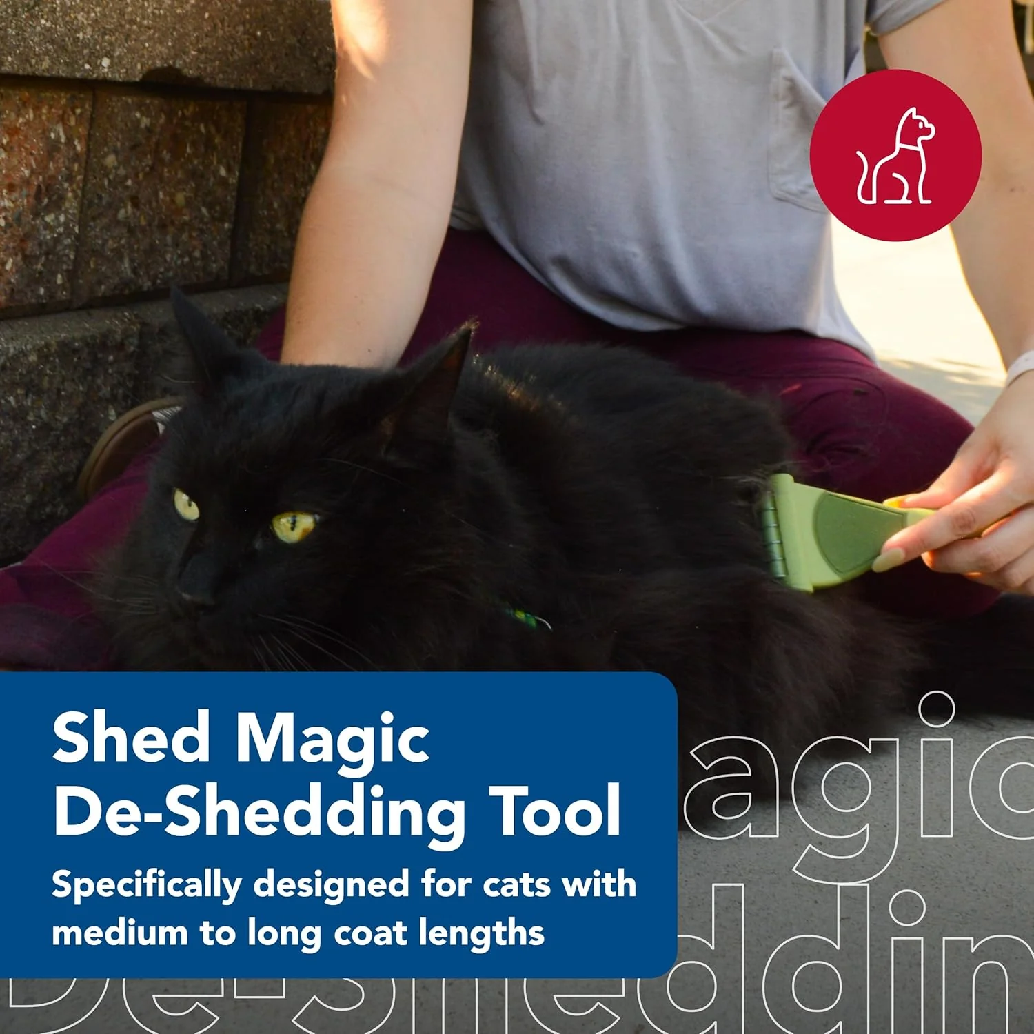 Safari Grooming Shed Magic Deshedder for Cats, Pet Supplies for Cats, Cat Grooming, Cat Accessories, Cat Supplies, Cat Brushes for Shedding - Image 2