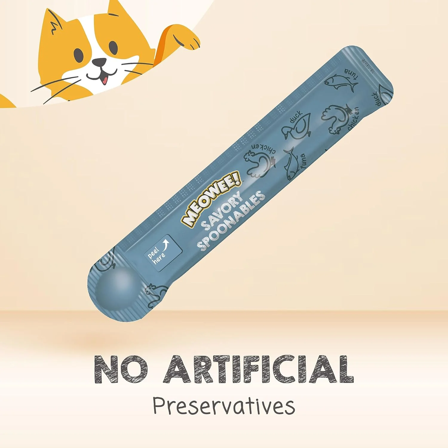 Savory Spoonables with Real Tuna, Chicken & Duck, Tube, Triple Flavor Squeezable Lickable Wet Treats for Cats with Built-in Spoon for Less Mess - Image 4
