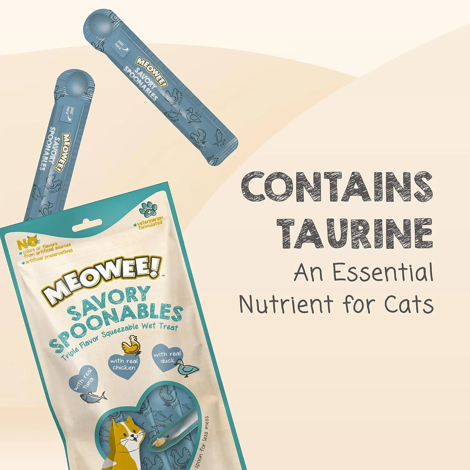 Savory Spoonables with Real Tuna, Chicken & Duck, Tube, Triple Flavor Squeezable Lickable Wet Treats for Cats with Built-in Spoon for Less Mess - Image 5
