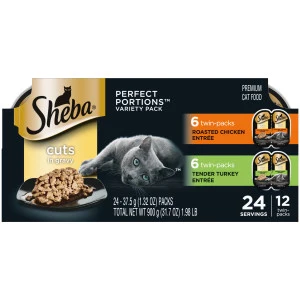 Sheba Perfect Portions Wet Cat Food Cuts in Gravy Variety Pack, Roasted Chicken Entree, and Tender Turkey Entree - Image 13