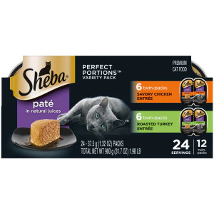Sheba Perfect Portions Wet Cat Food, Savory Chicken Entrée and Roasted Turkey Entrée 2.6-oz(Pack of 12) - Image 4