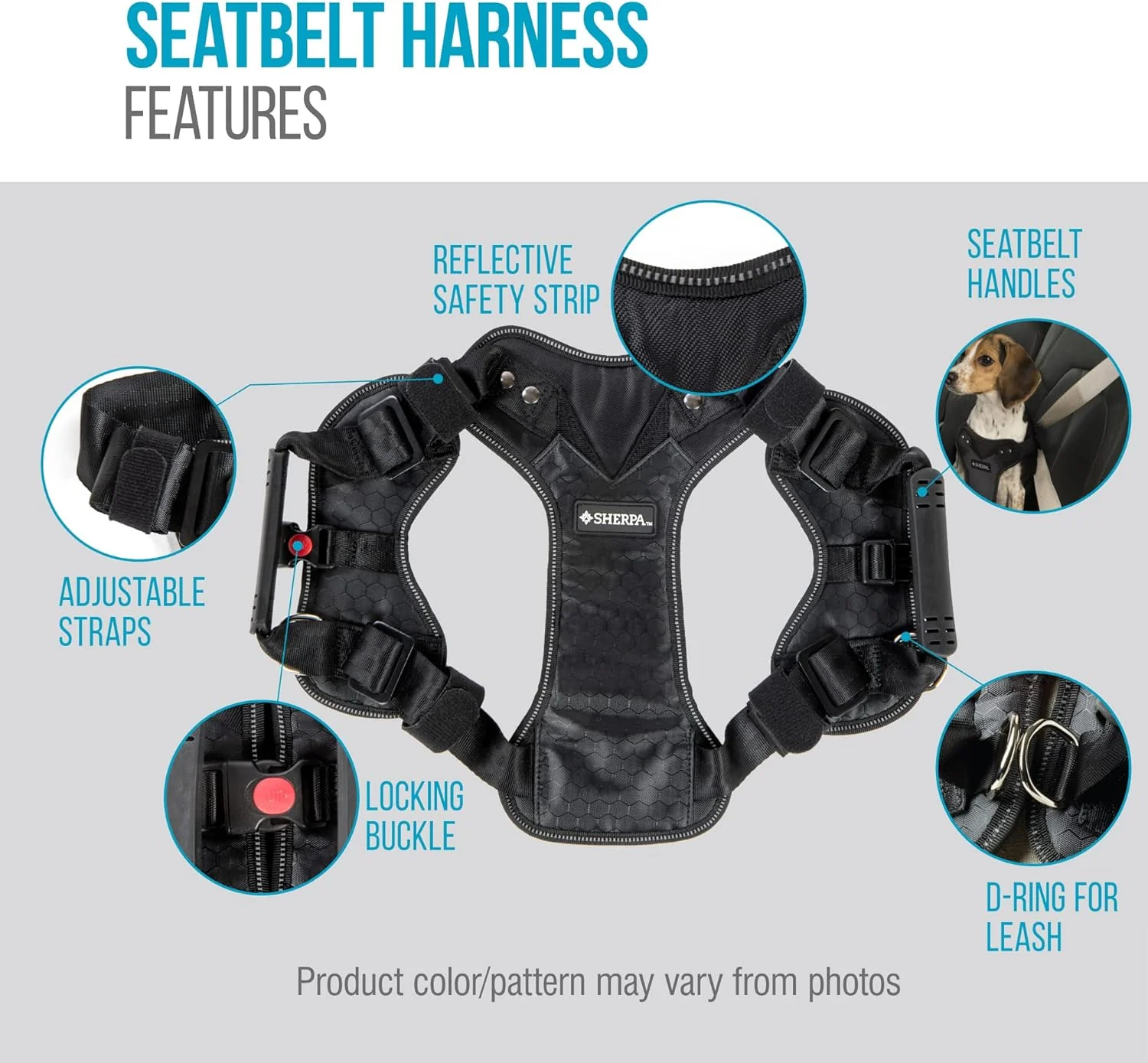 Sherpa Crash-Tested Multipurpose Seatbelt Dog Harness - Black, Small - Image 5