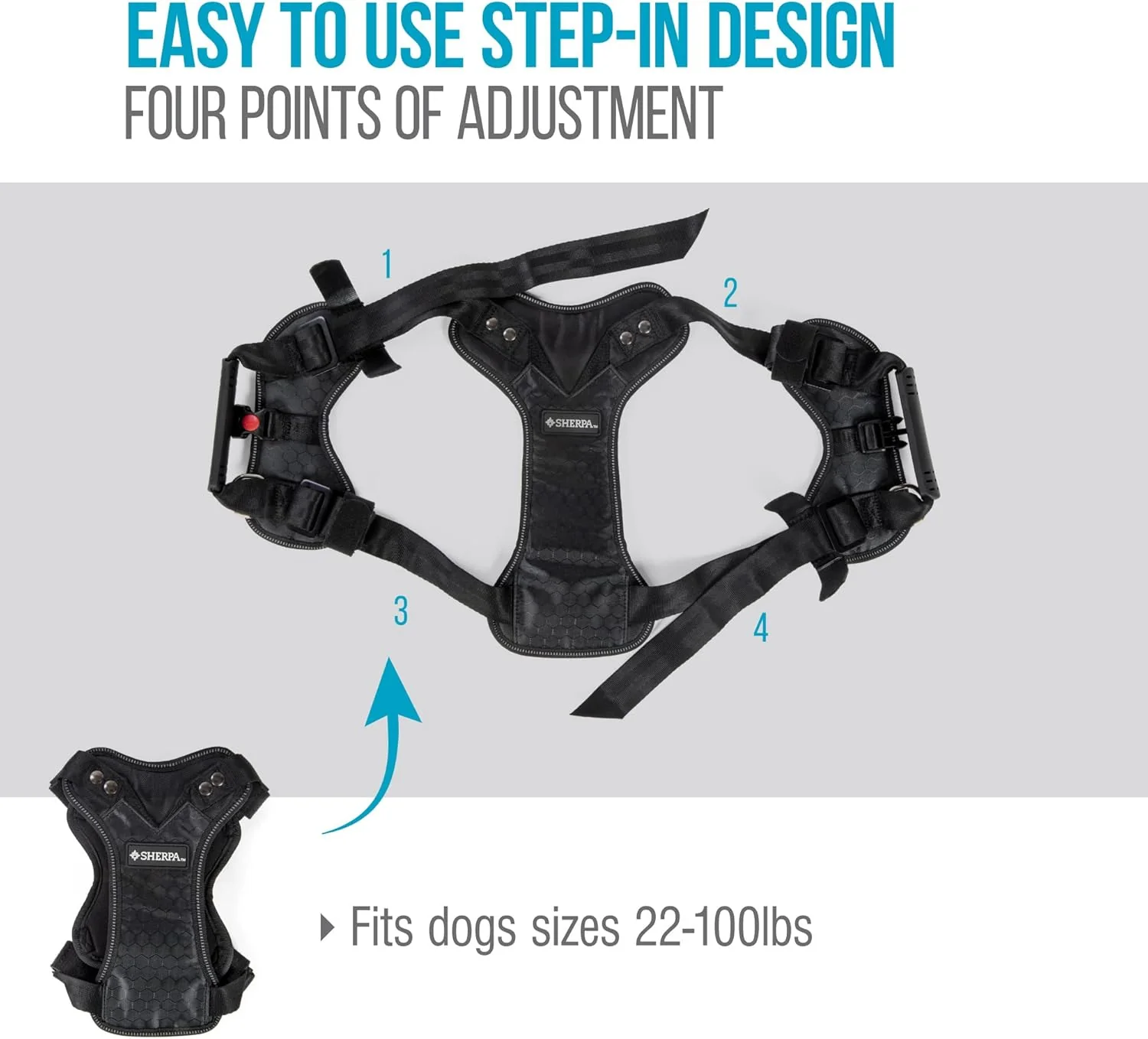 Sherpa Crash-Tested Multipurpose Seatbelt Dog Harness - Black, Small - Image 6