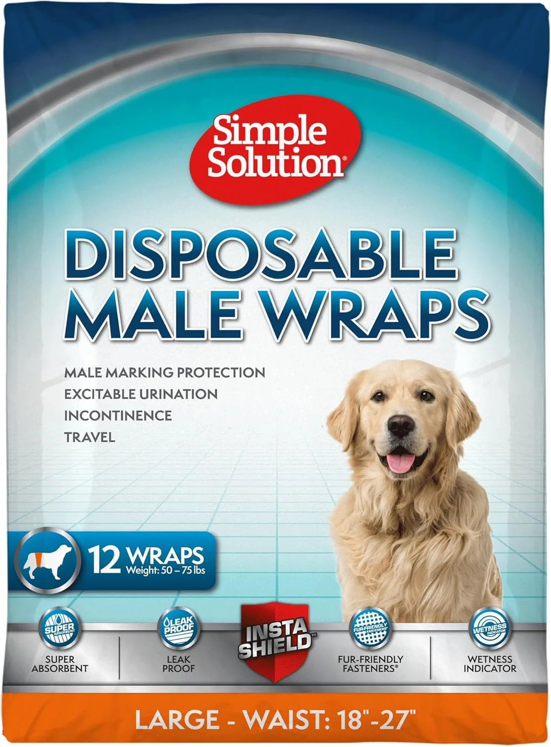 Simple Solution Disposable Dog Diapers Wraps for Male Dogs, True Fit, Absorbent, Leak Proof with Wetness Indicator, Puppy and Doggie Diaper for Peeing, For Small Pets - Image 10