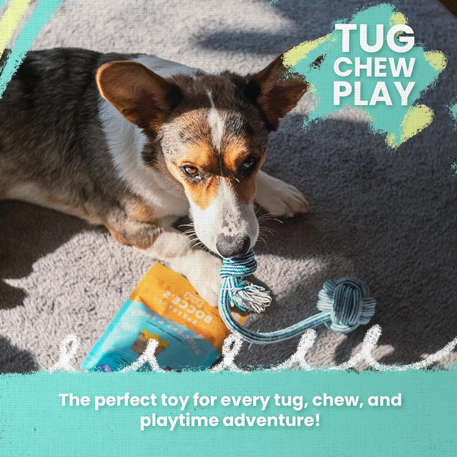 Snugarooz Snuggle Ball Dog Toy – TPR with Braided Cotton Rope – Aids Dental Health – Durable for Chewing & Fetch Play - Made from Recycled Materials - Image 6