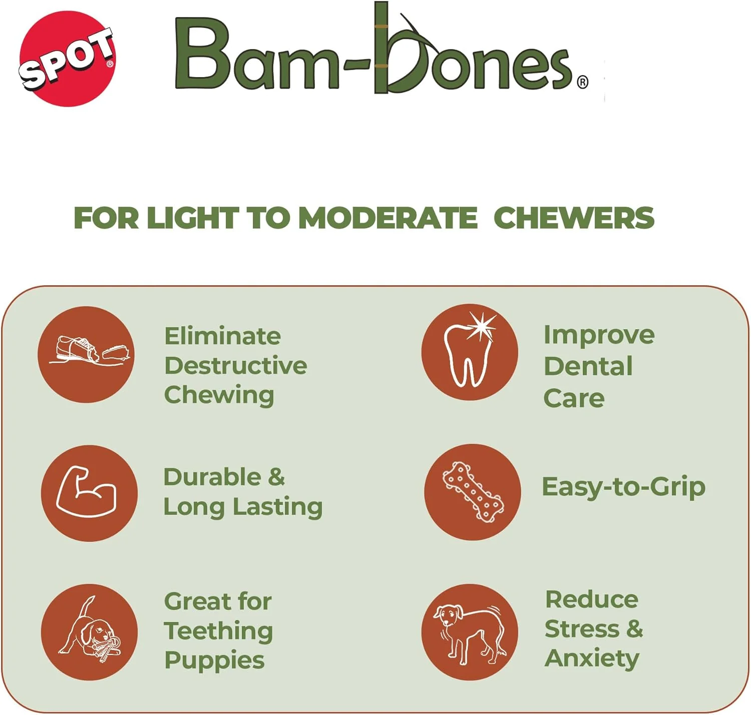 SPOT Bam-Bones Bone - Made with Strong Bamboo Fiber, Durable Long Lasting Dog Chew for Light to Moderate Chewers, Great Toy for Adult Dogs & Teething Puppies Under 25lbs, Bacon Flavor - Image 3