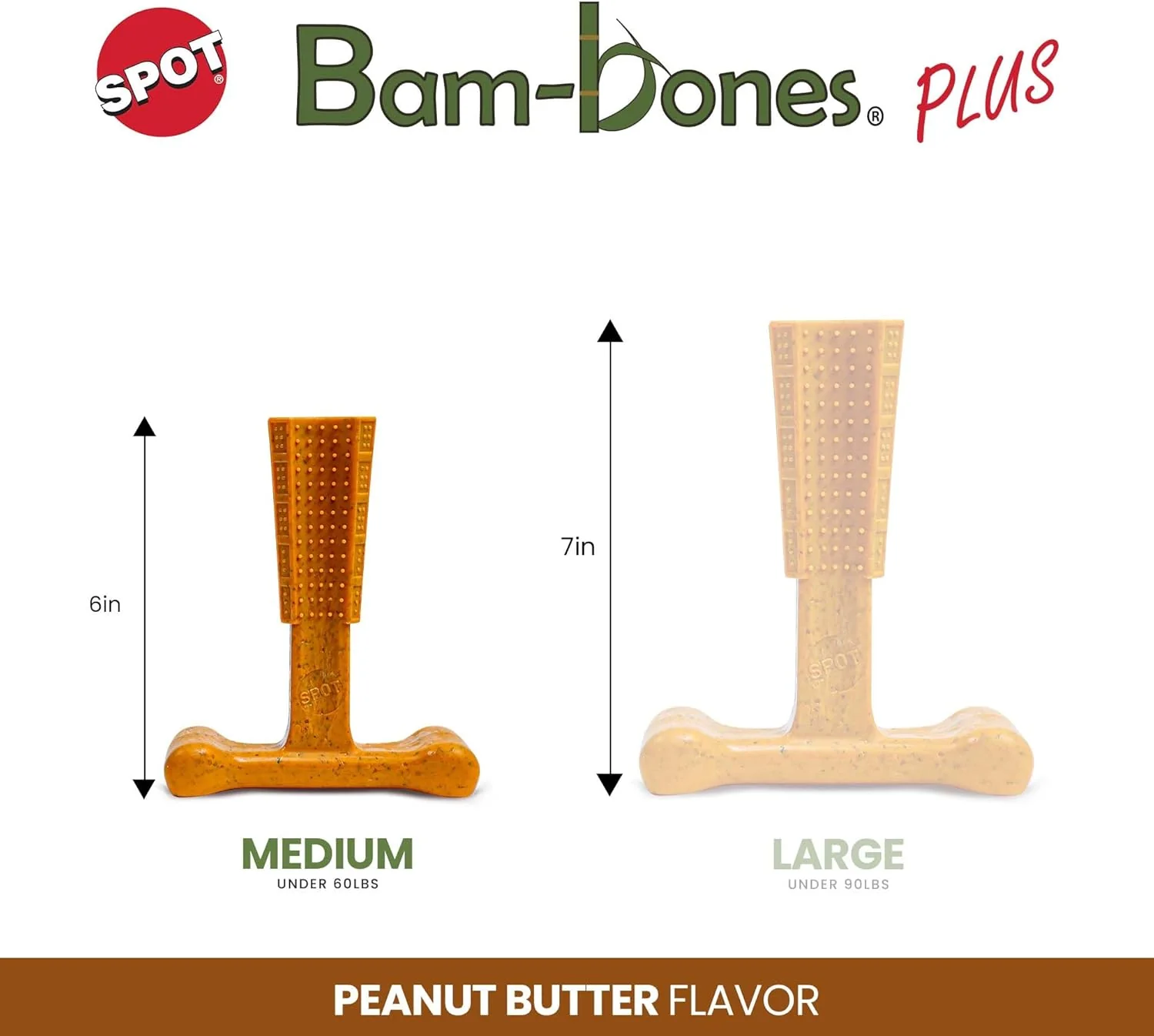 SPOT Bam-Bones Plus T Bone - Bamboo Fiber & Nylon, Durable Long Lasting Dog Chew for Aggressive Chewers – Toy for Dogs & Puppies Under 60lbs, Non-Splintering, Allergen Free Peanut Butter Flavor - Image 4