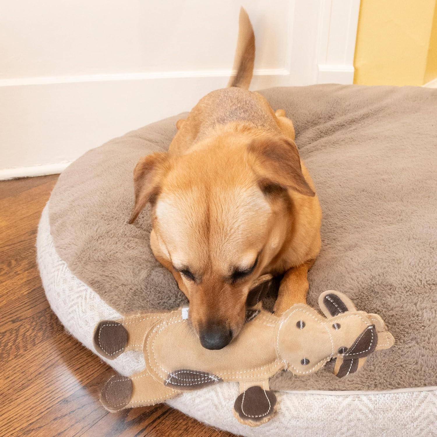 SPOT Dura-Fused Leather Barnyard Animals - Stuffed Dog Toy with Squeaker, Real Leather & Jute Fabric, For Light to Moderate Chewers, Great for Adult Dogs and Puppies - 11in, Assorted Styles - Image 11