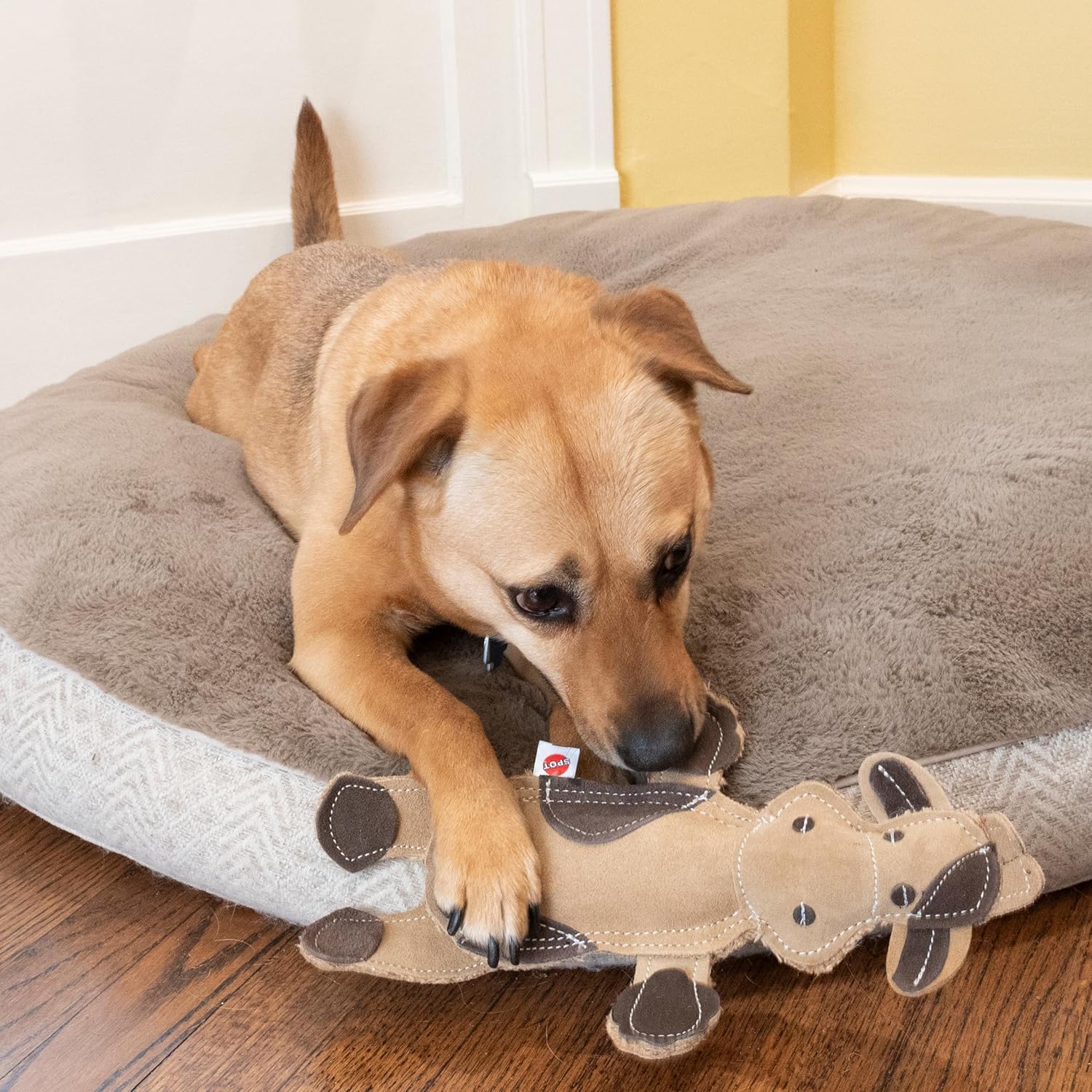 SPOT Dura-Fused Leather Barnyard Animals - Stuffed Dog Toy with Squeaker, Real Leather & Jute Fabric, For Light to Moderate Chewers, Great for Adult Dogs and Puppies - 11in, Assorted Styles - Image 13
