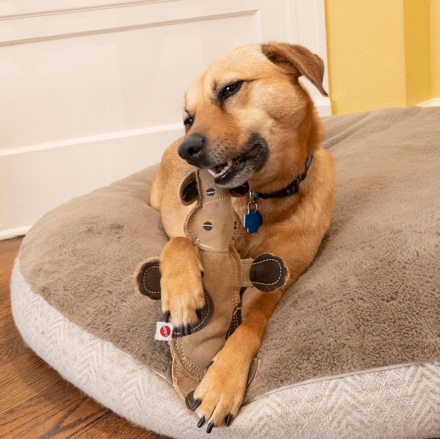SPOT Dura-Fused Leather Barnyard Animals - Stuffed Dog Toy with Squeaker, Real Leather & Jute Fabric, For Light to Moderate Chewers, Great for Adult Dogs and Puppies - 11in, Assorted Styles - Image 16