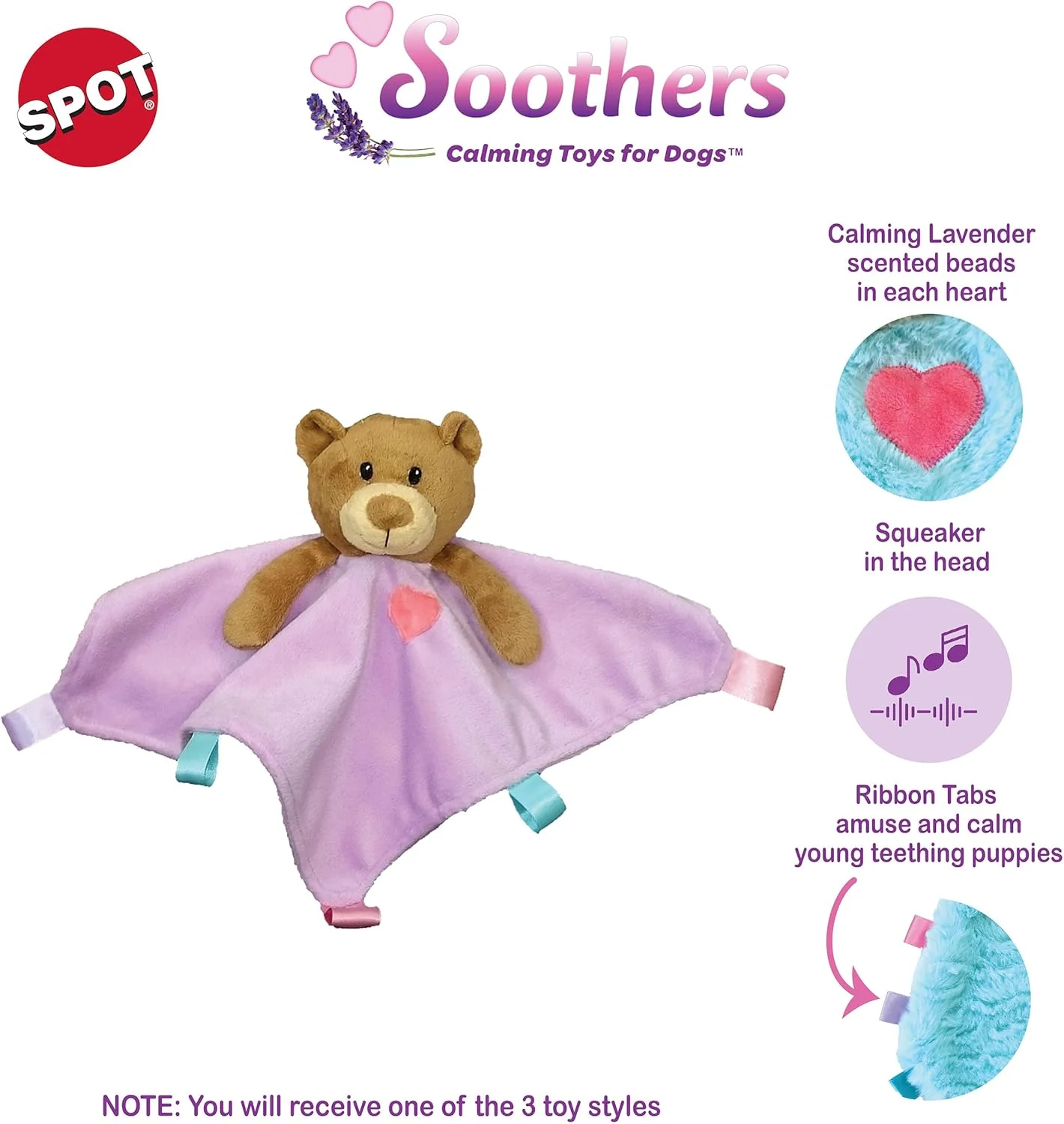 SPOT Soothers - Blanket - Soft and Cuddly Dog & Puppy Toy with Lavender Scented Beads to Calm and Relax Your Pet, Provides Separation Anxiety Relief Due to Travel, Thunder and Loud Noises - Image 3