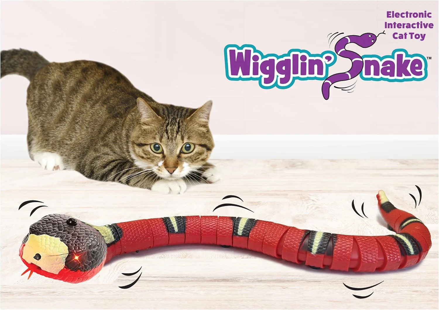 SPOT Wigglin' Snake - Electronic Interactive Cat Toy, Touch Activated Snake Slithers and Slides to Entertain Cats and Kittens, Smart Sensors Detect & Avoid Objects, USB Rechargeable - 15 inch - Image 4
