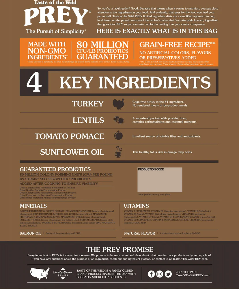 Taste of the Wild Prey Turkey Limited Ingredient - 25Lbs - Image 5