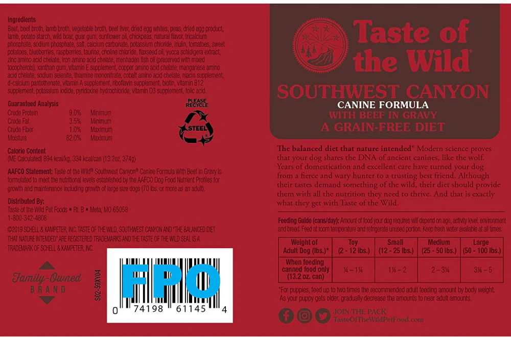 Taste Of The Wild Southwest Canyon Canned Dog Food - Image 3