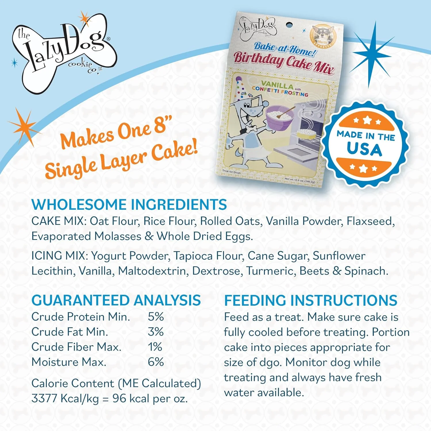 The Lazy Dog Cookie Co. Bake-at-Home Vanilla Birthday Cake Mix Dog Treat, 12-oz - Image 2