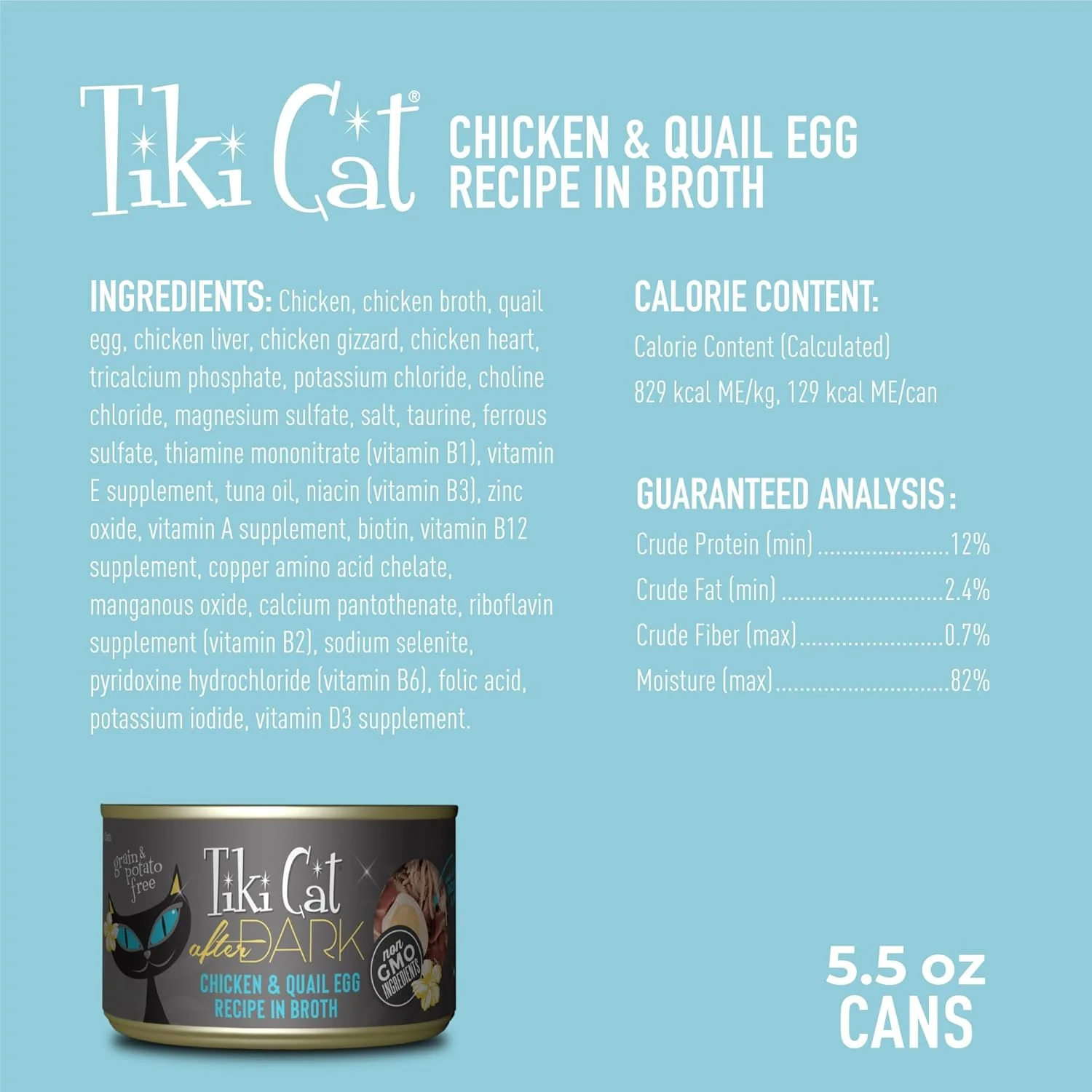 Tiki Cat After Dark, Chicken & Quail Egg, High-Protein and 100% Non-GMO Ingredients, Wet Cat Food for Adult Cats - Image 4