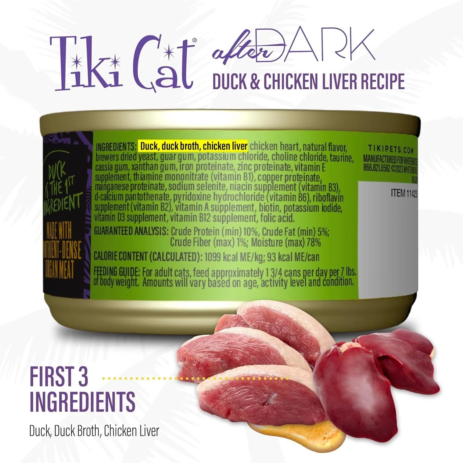 Tiki Cat After Dark Pâté, Duck & Chicken Liver, High-Protein and 100% Non-GMO Ingredients, Wet Cat Food for Adult Cats - Image 2