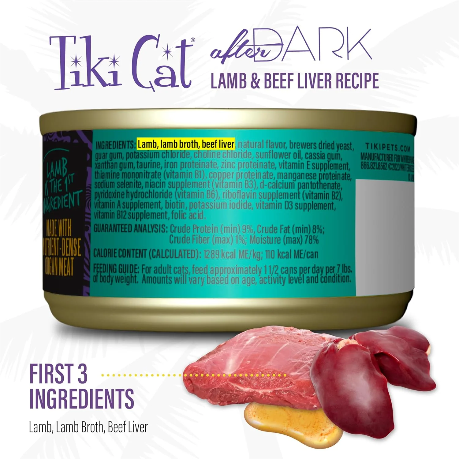 Tiki Cat After Dark Pâté, Lamb & Beef Liver, High-Protein and 100% Non-GMO Ingredients, Wet Cat Food for Adult Cats - Image 3