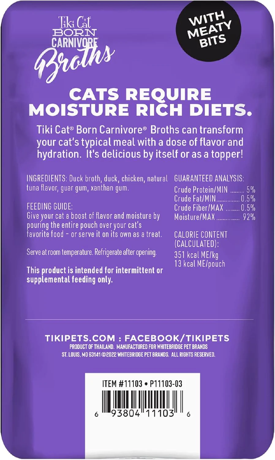 Tiki Cat Born Carnivore Broths, Duck & Chicken Recipe, Hydration and Flavor Supplement Cat Food Topper - Image 2