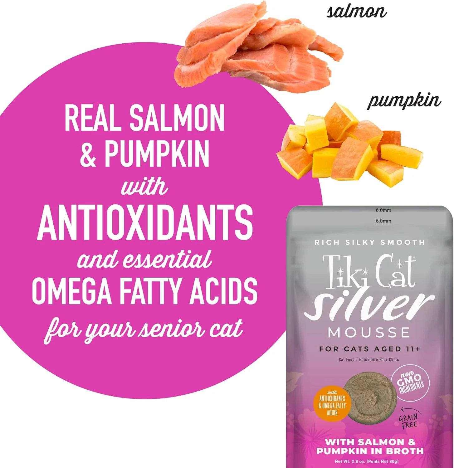 Tiki Cat Silver Mousse, with Salmon & Pumpkin in Broth, Silky Smooth Nutrient Rich Formulated for Older Cats Aged 11+ - Image 4