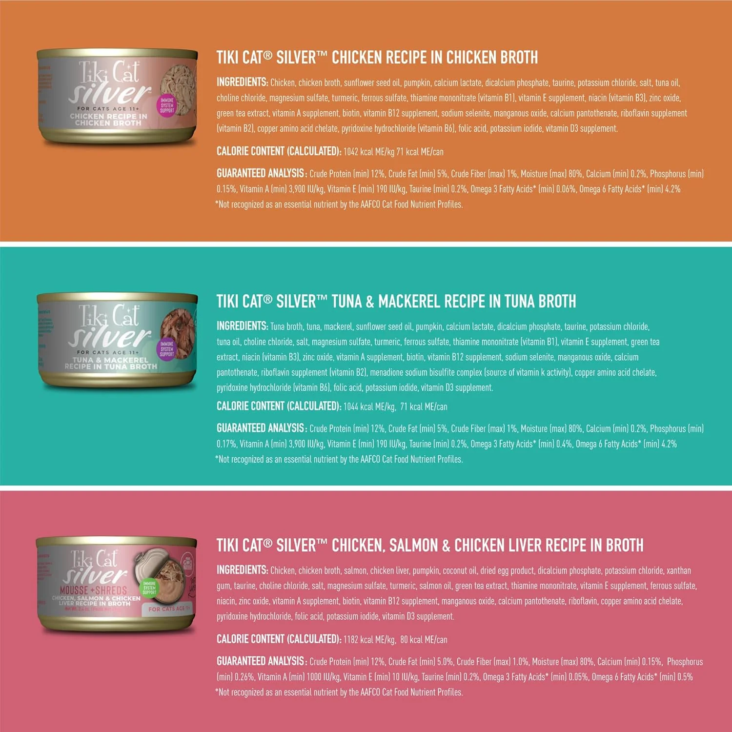 Tiki Cat Silver Variety Pack, Immune System Support Formulated for Older Cats Aged 11+, Senior Wet Cat Food - Image 3