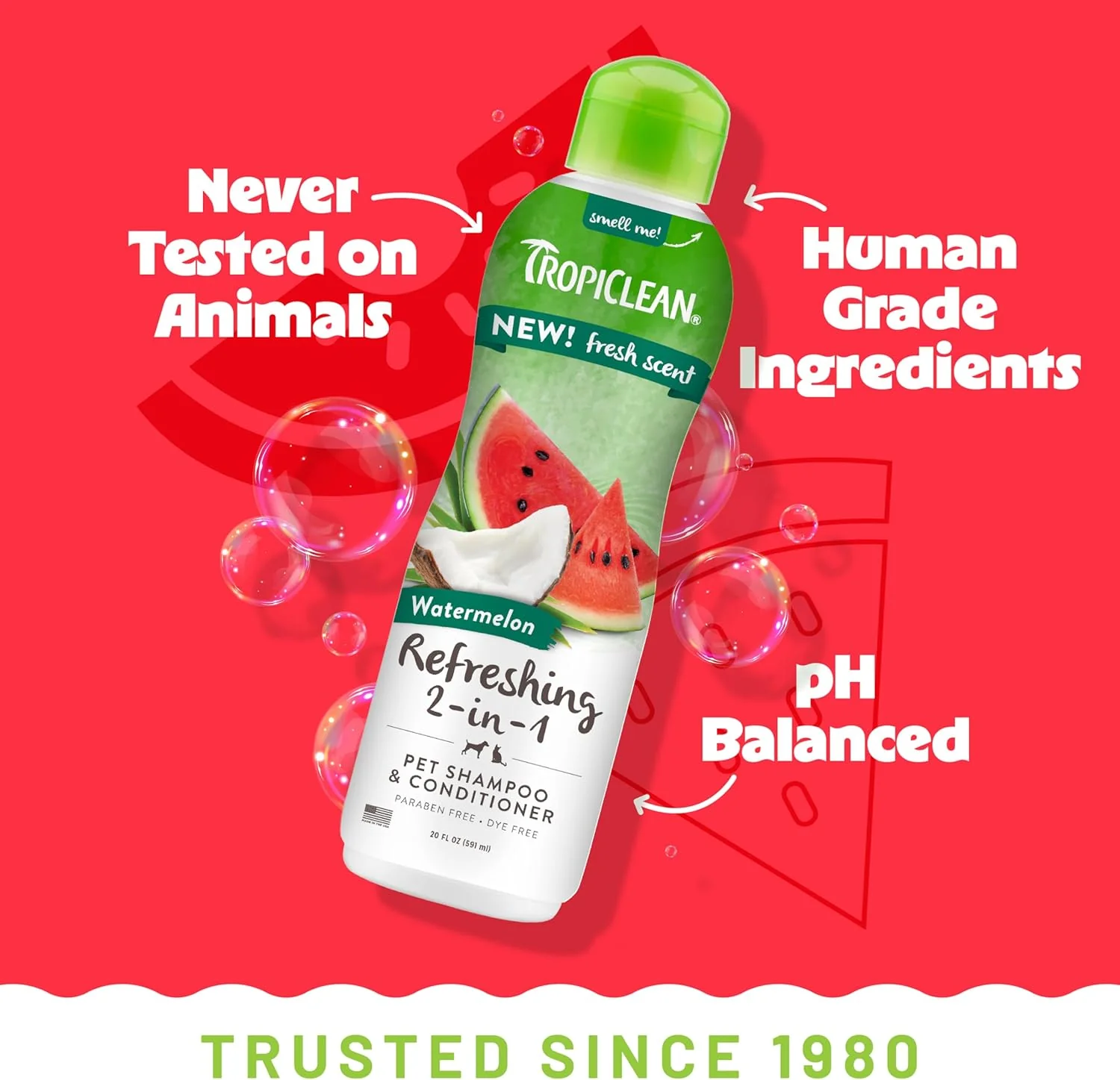 TropiClean 2-in-1 Dog Shampoo and Conditioner, Moisturizing Dog Detangler, Puppy Safe, Made in the USA, Watermelon Scent, Cat & Kitten Safe - Image 4