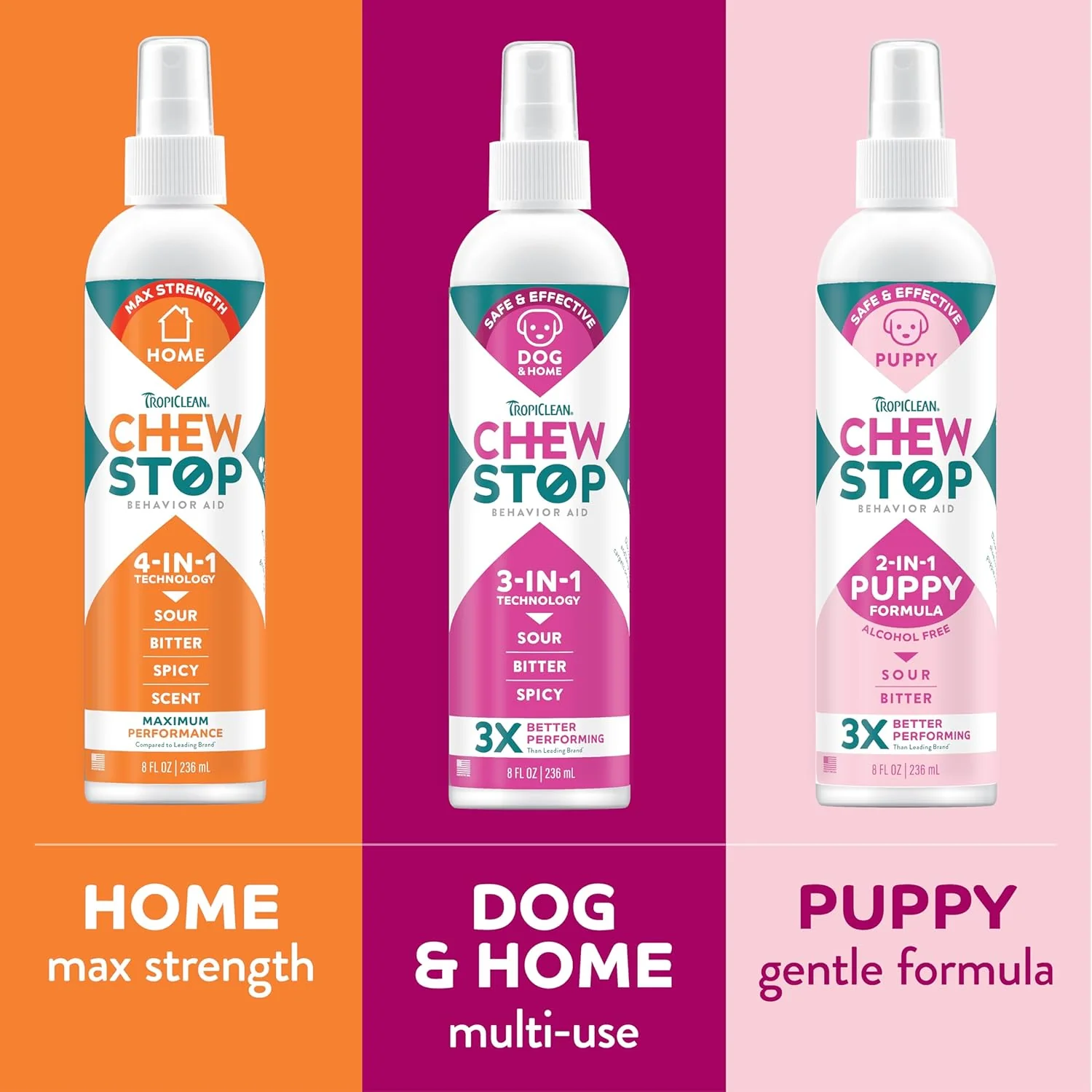 TropiClean No Chew Spray for Dogs, Better Than Bitter Apple Spray, Safe & Natural Chew + Lick Deterrent, Protect Home 8 oz - Image 8