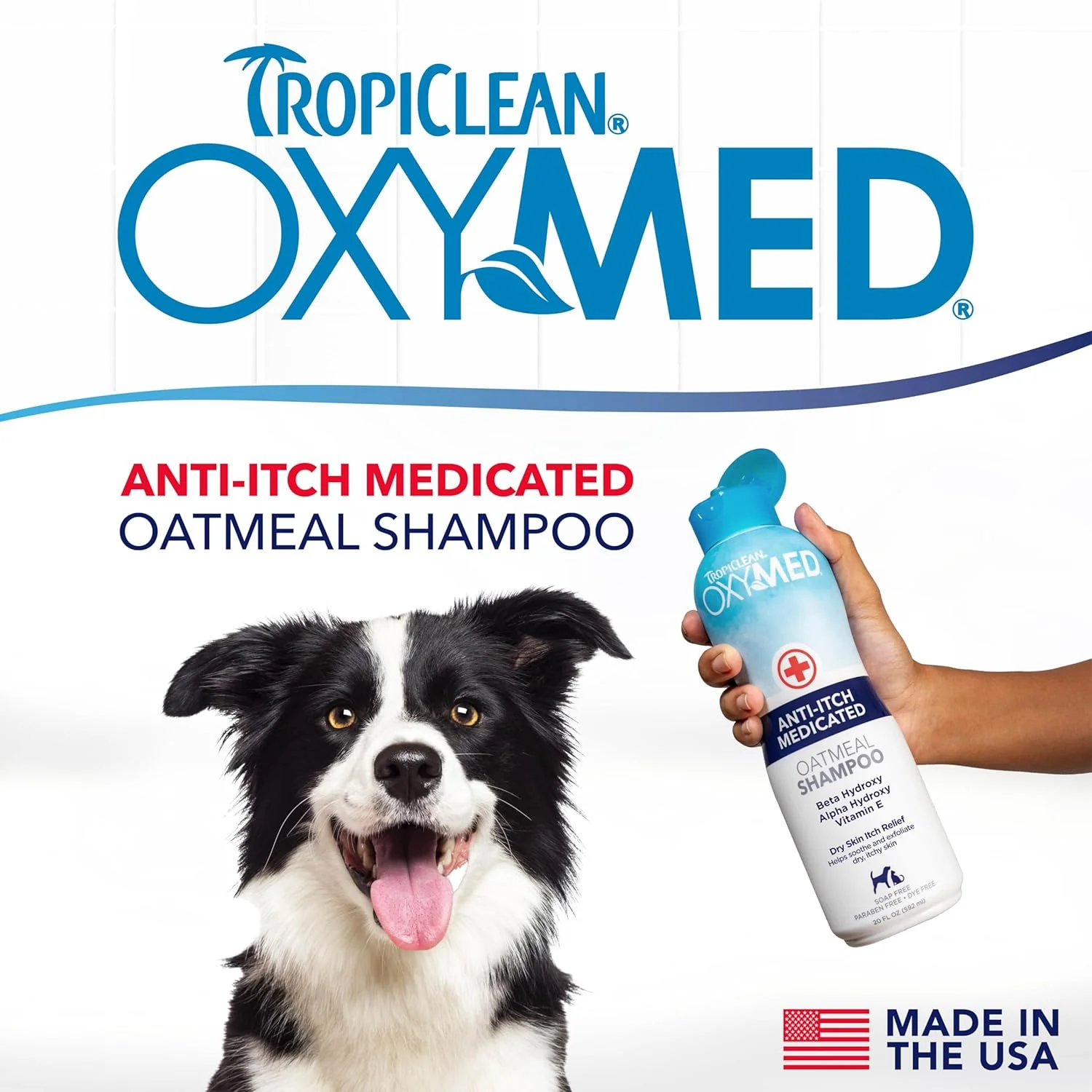 TropiClean OxyMed Dog Shampoo for Allergies and Itching , Medicated Oatmeal Shampoo for Dry Itchy Skin, Seborrhea, & Hot Spots 20 oz - Image 2