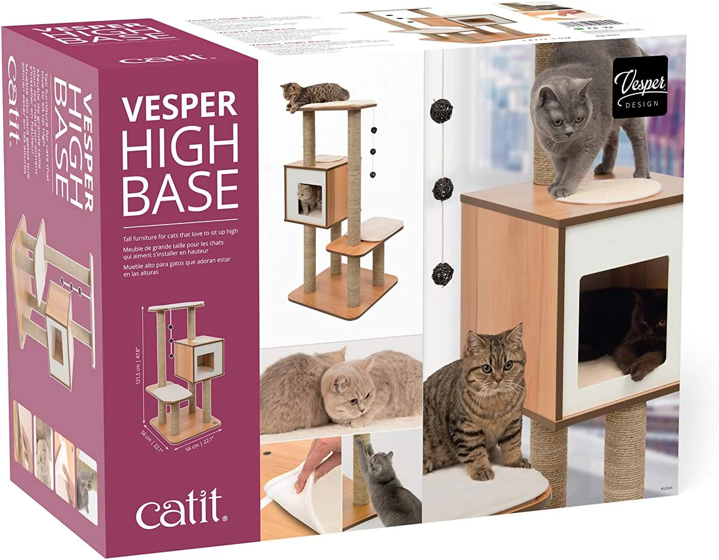 Vesper Cat Tree, High Base, Walnut, 52045 - Image 11