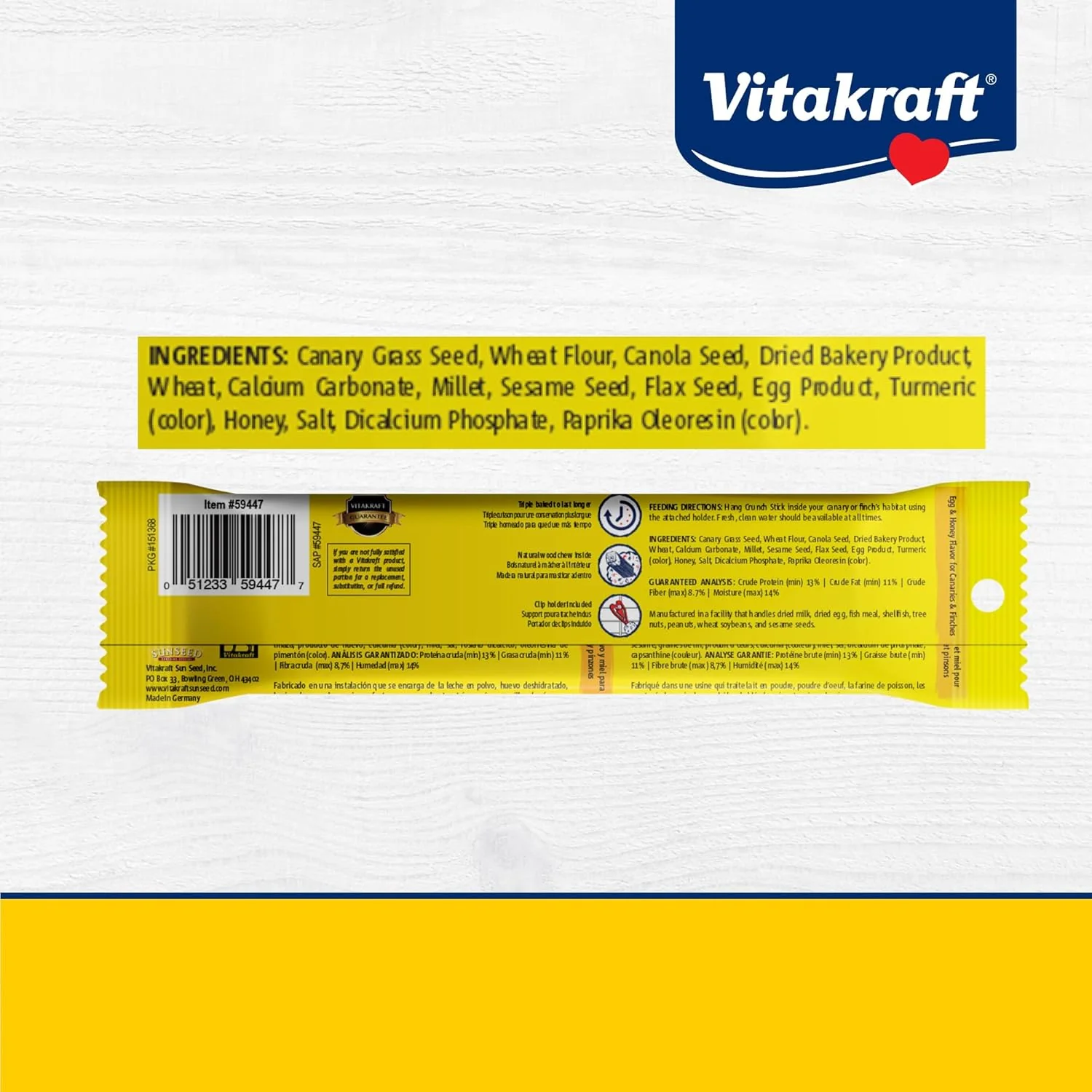 Vitakraft Crunch Sticks for Canaries and Finches - Egg and Honey - Pet Bird Treat Toy - Image 4
