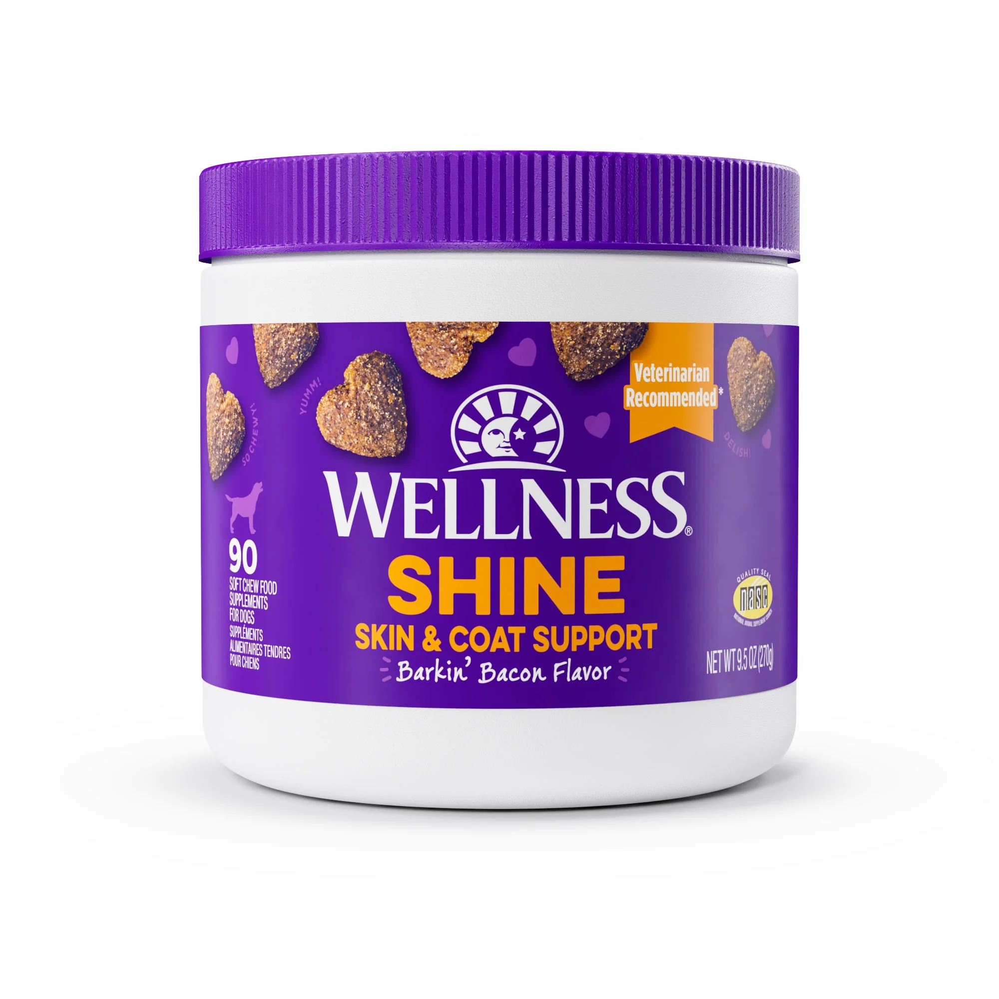 Wellness Barkin' Bacon Flavored Soft Chew Skin & Coat Supplements for Dogs