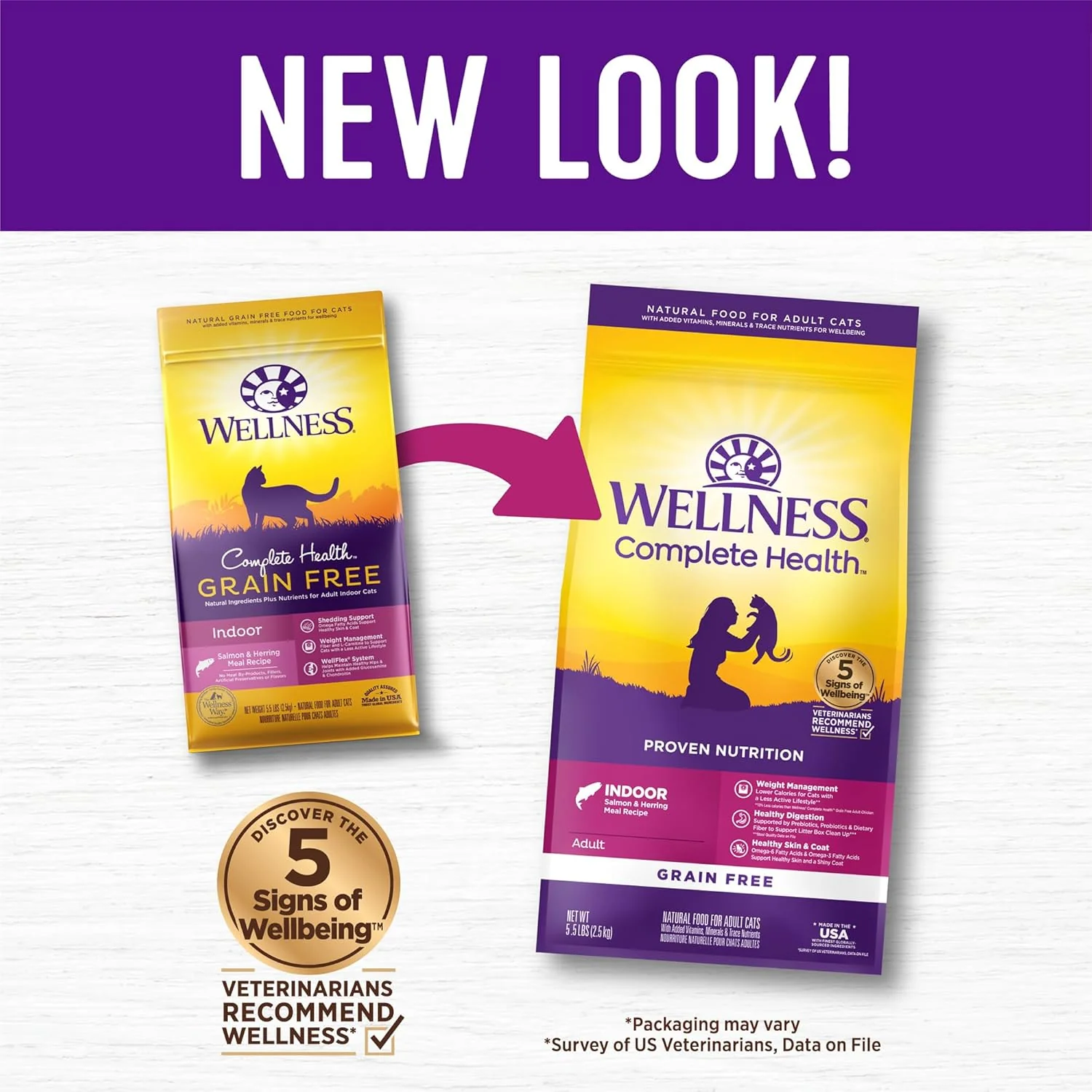 Wellness Complete Health Adult Dry Cat Food for Indoor Cats, Grain Free, Natural, Salmon and Herring Meal - Image 3
