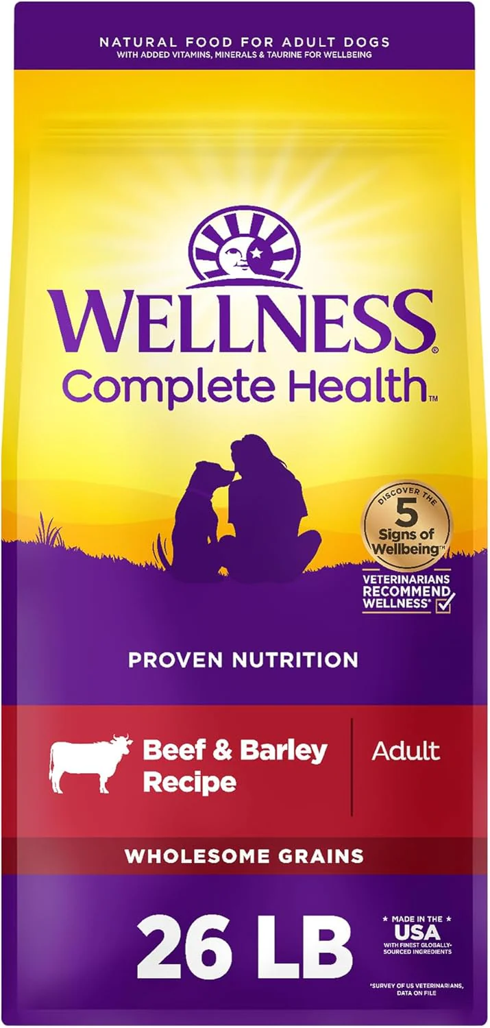 Wellness Complete Health Dry Dog Food, Wholesome Grains, Natural, Beef & Barley Recipe