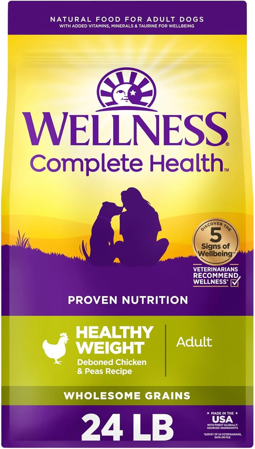 Wellness Complete Health Dry Dog Food, Wholesome Grains, Natural, Healthy Weight Chicken & Peas Recipe