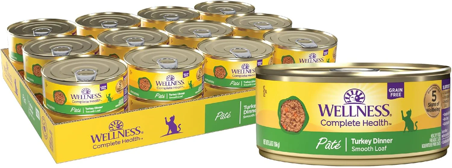 Wellness Complete Health Pate Adult Wet Cat Food, Natural, Protein-Rich, Grain Free (Turkey)