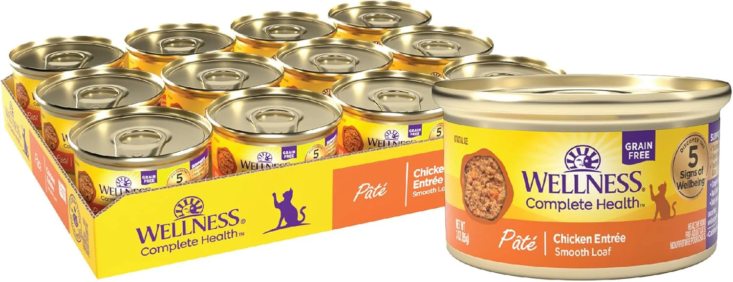 Wellness Complete Health Pate Adult Wet Cat Food, Natural, Protein-Rich, Grain Free(Chicken)