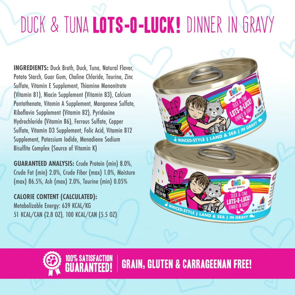 Weruva BFF Oh My Gravy Lots-O-Luck Grain Free Duck & Tuna in Gravy Canned Cat Food - Image 3